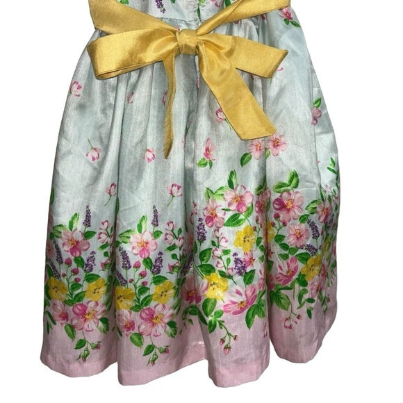 Nannette Kids Girl's Size 5T Formal Fit & Flare Dress Floral Keyhole Back Sash - Picture 7 of 7